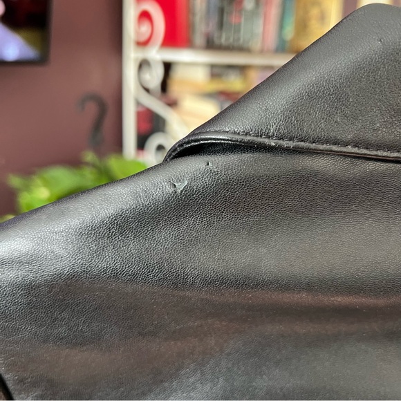 Bebe Cropped Leather Jacket Flared Sleeve Size XS - Picture 8 of 11